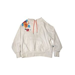 VANS Floral Embroidered Hooded Sweatshirt White Medium